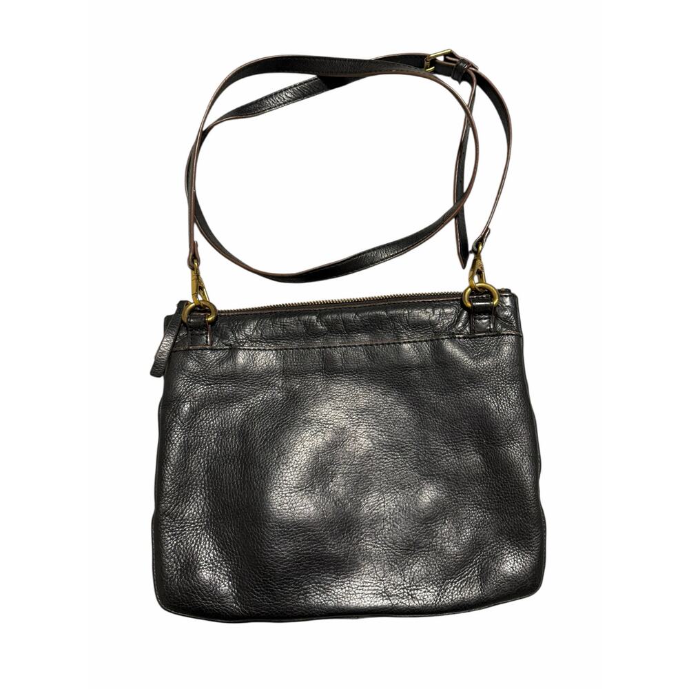 Fossil Black Leather Crossbody Bag Adjustable Strap Medium Purse - Picture 6 of 9